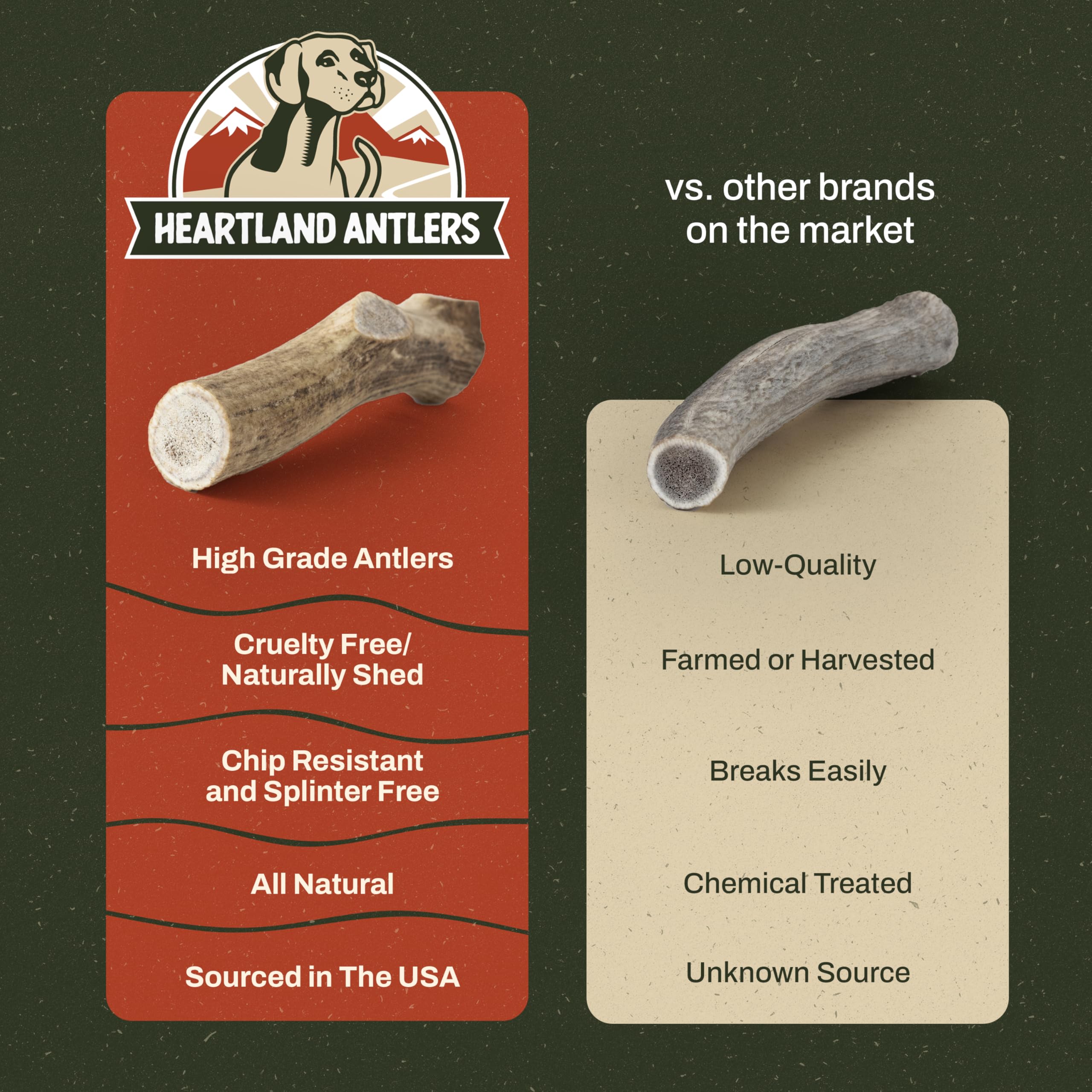 Heartland Antlers sustainably sourced elk antler with no additives