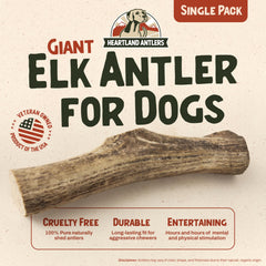 Heartland Elk Antlers for dogs, splinter-free 9-inch chew for safe, mess-free indoor chewing.