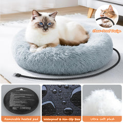 Heated Cat Bed 23-inch space gives room to stretch and share warmth.