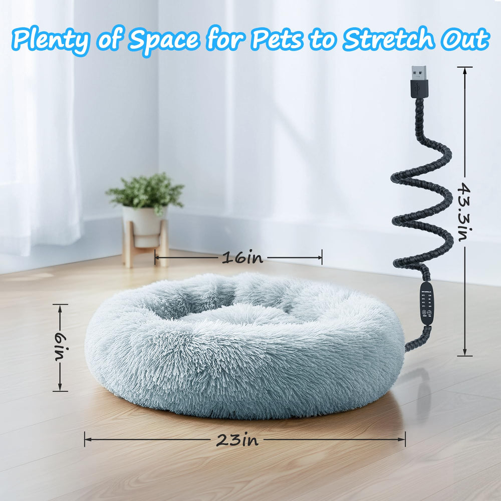 Heated Cat Bed temperature control shows four warmth options for personalized comfort.