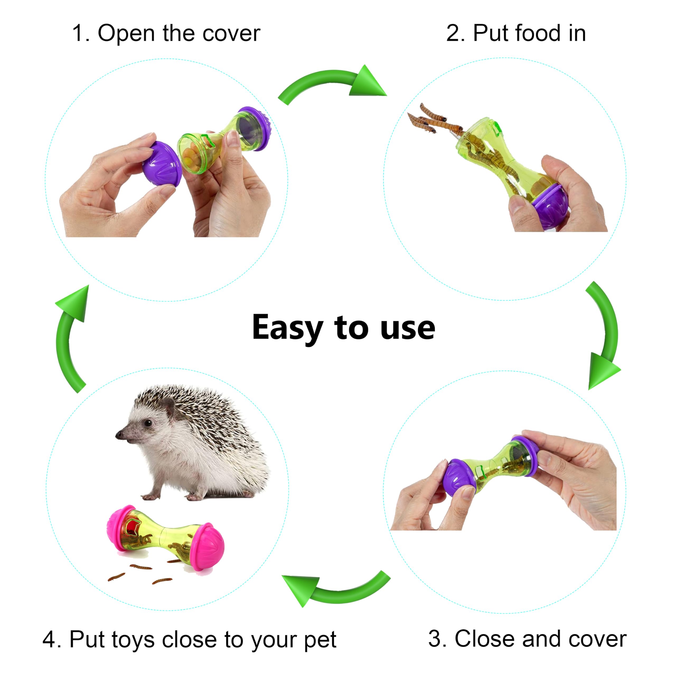 Hedgehog Toys set purple encourages exercise and mental stimulation for hedgehogs.
