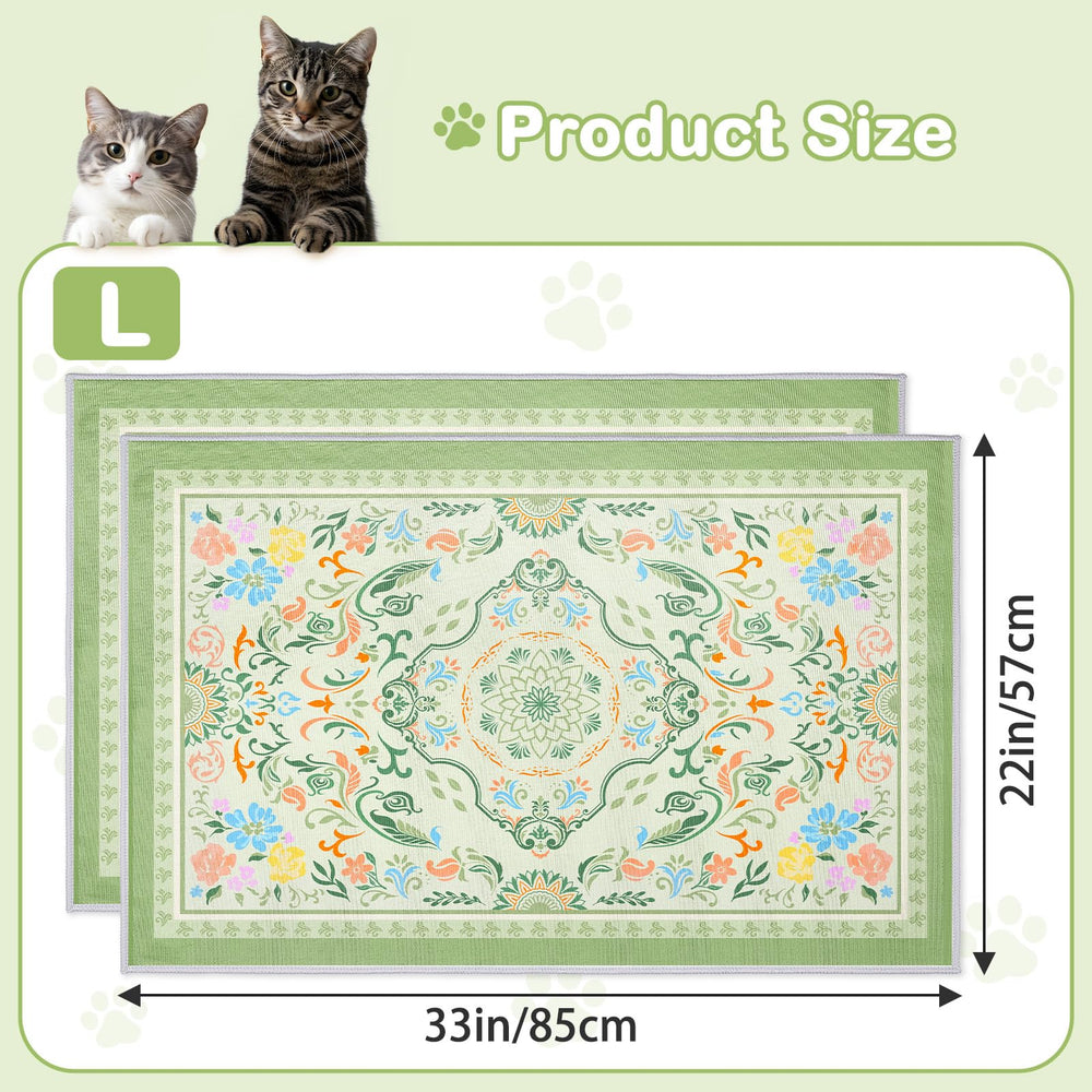 Hedgeink mat under litter box reduces floor mess.