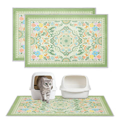 Hedgeink Washable Cat Litter Mat 2-Pack laid flat under a box traps litter and protects floors.