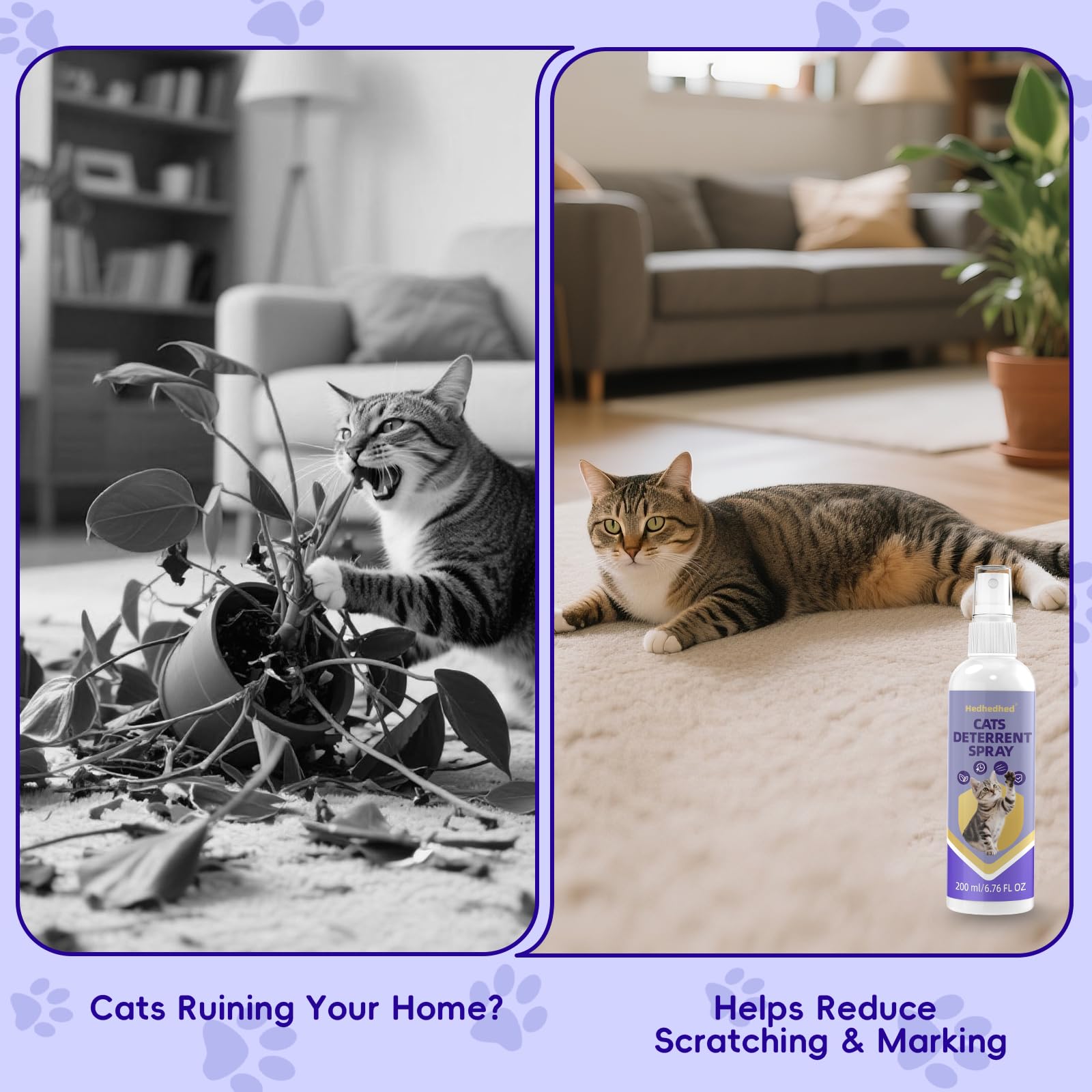 Hedhedhed cat deterrent spray emits a peppermint scent deterring cats