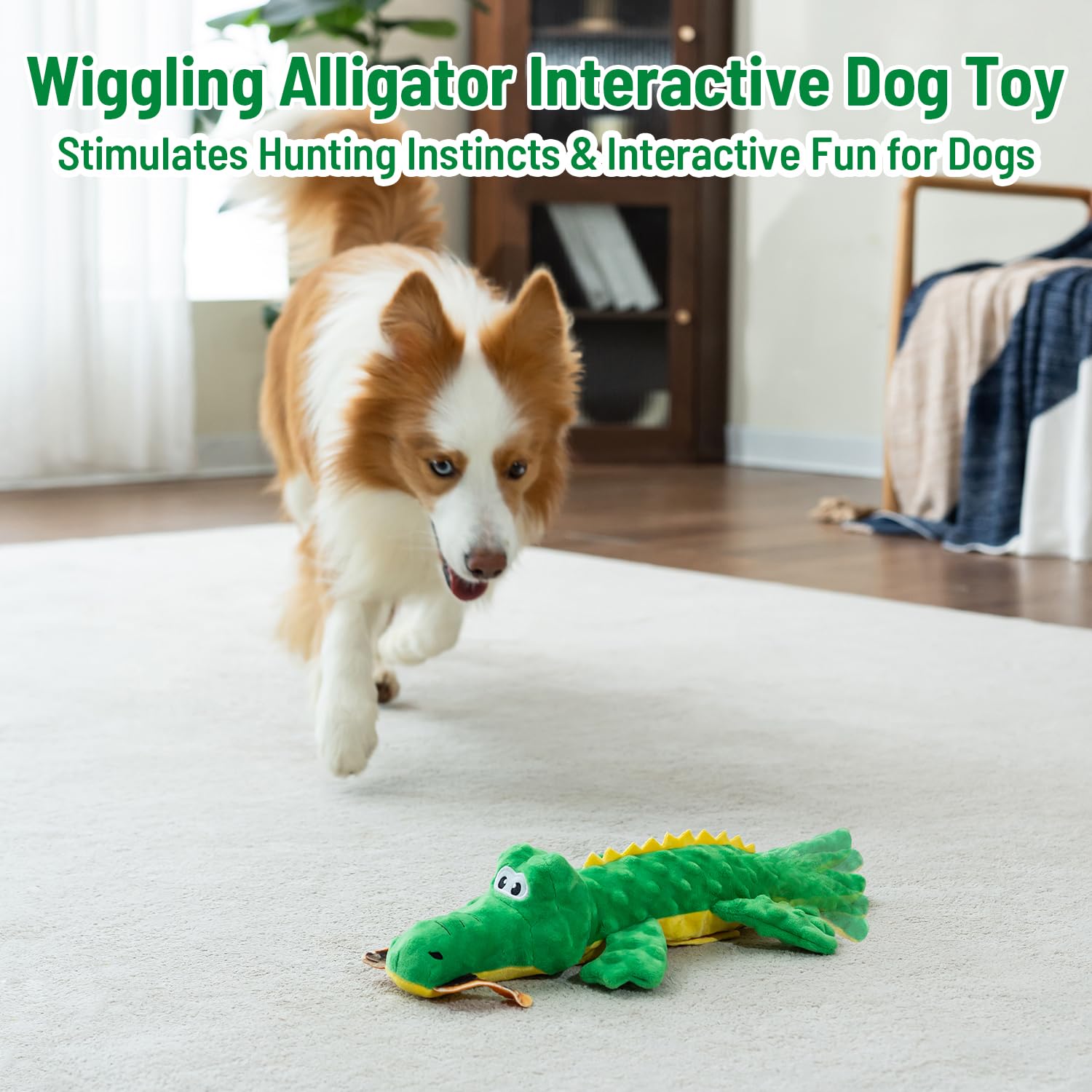 Hedsuin alligator toy crinkle-paws creates playful sounds to entice exploration.