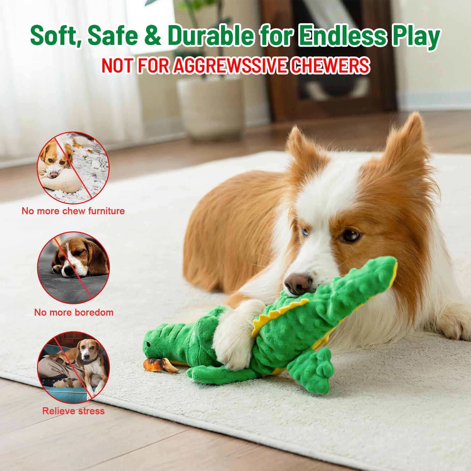Hedsuin alligator toy rechargeable-battery with USB-C keeps playtime uninterrupted.
