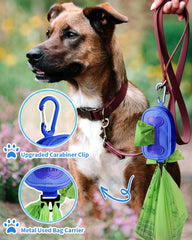 Heelay dog poop bag holder blue side view highlights compact lightweight design for leash use.