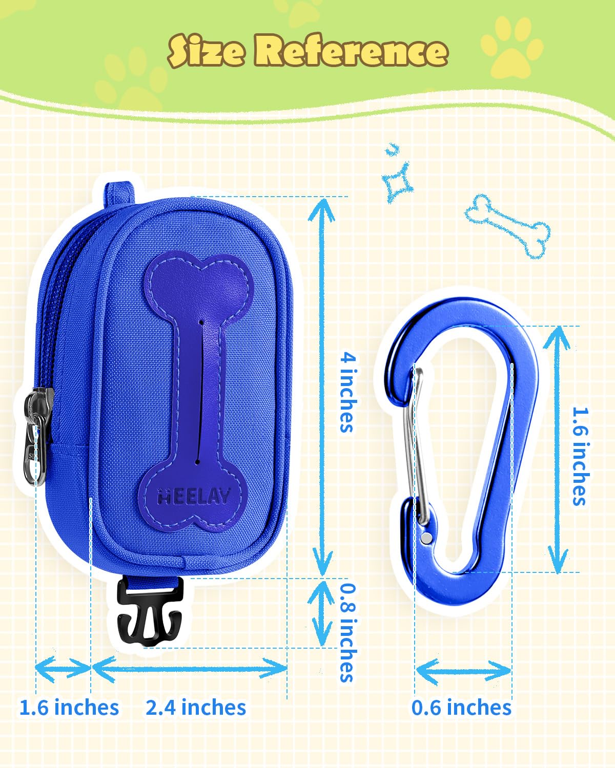 Heelay dog poop bag holder blue wide opening enables easy bag retrieval on the go.