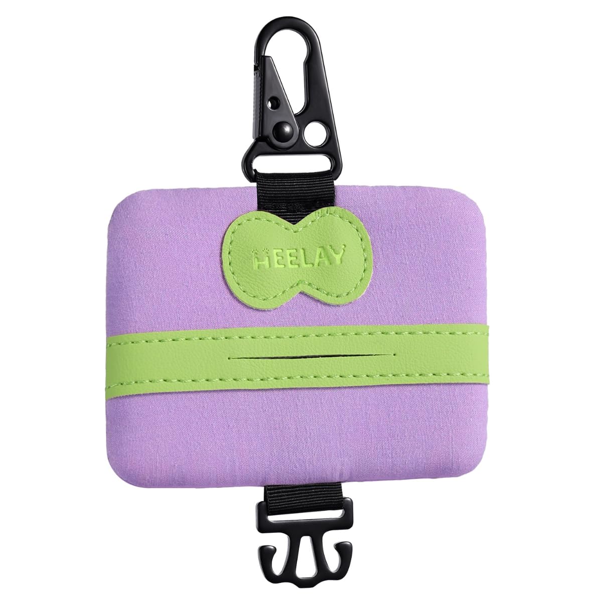 Heelay Dog Poop Bag Holder Mini front view in purple for hands-free walks