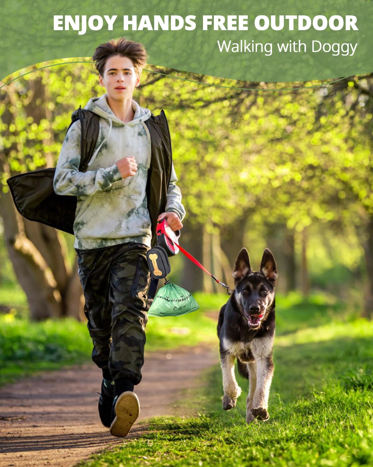 Heelay gray poop bag dispenser blends with any leash style.