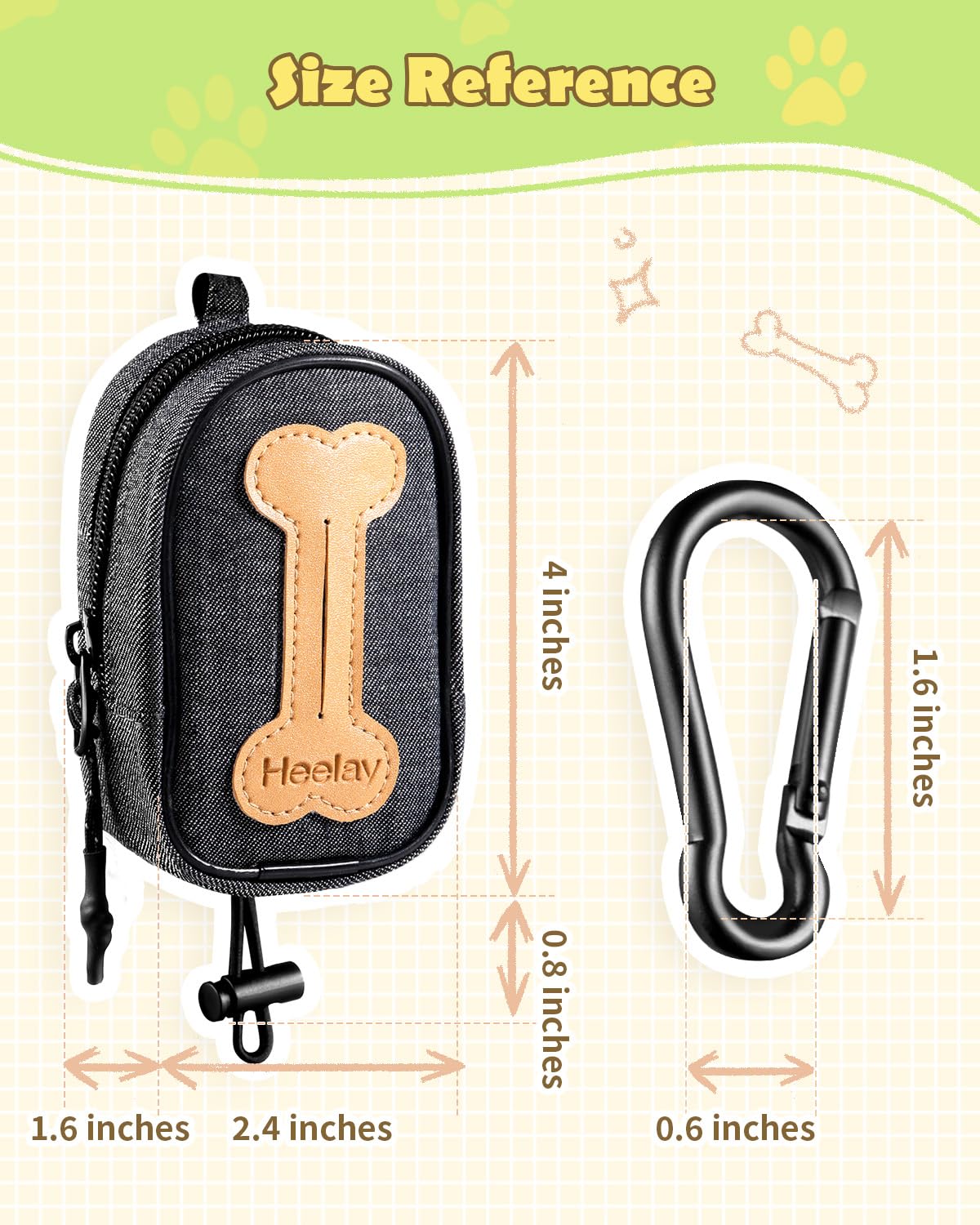 Heelay leash attachment keeps waste bag at reach during walks.