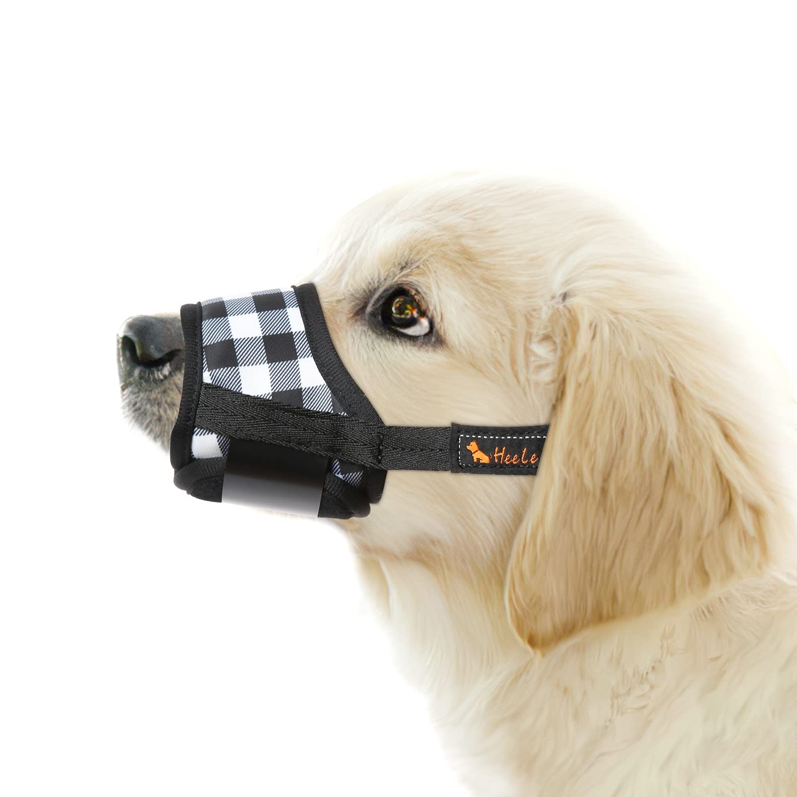 HEELE dog muzzle with adjustable strap for secure, anti slip fit