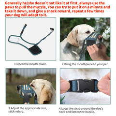 HEELE dog muzzle adjustable strap demonstrates snug anti-slip security during training.