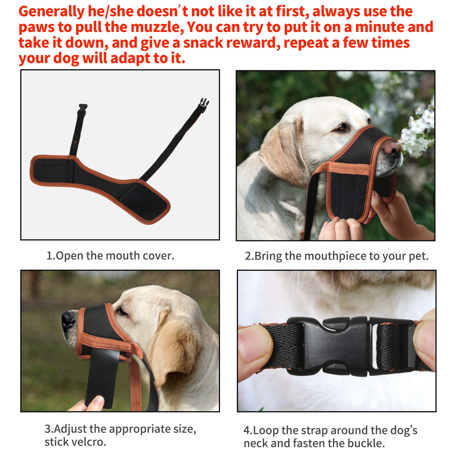 HEELE dog muzzle air mesh inner padding keeps wear breathable and comfortable.