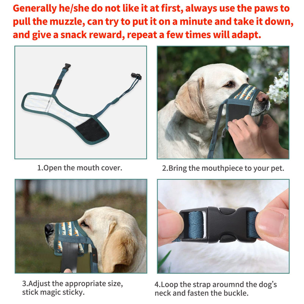 HEELE dog muzzle air-mesh-panel design promotes airflow for long sessions.