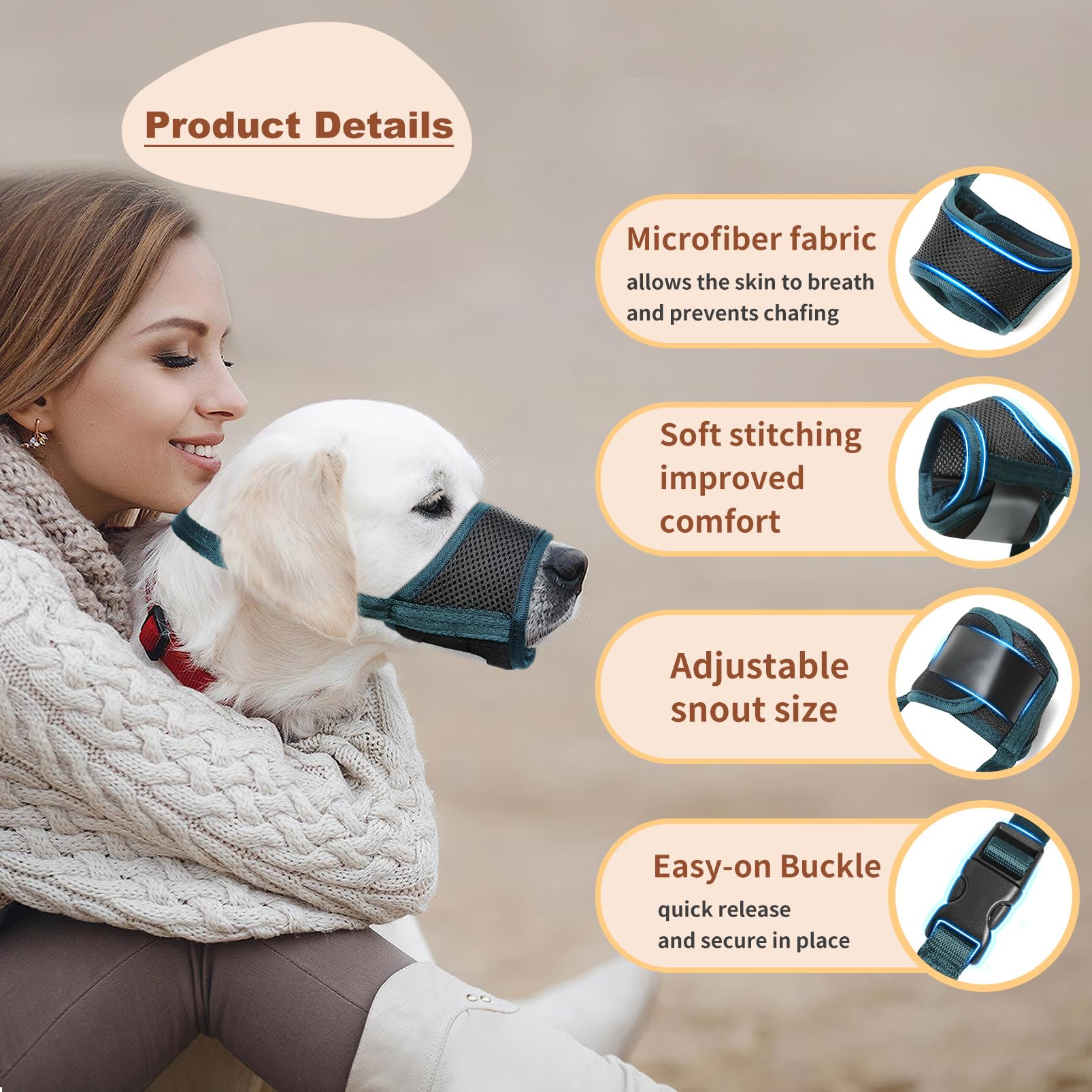 HEELE dog-muzzle breathable-air-mesh keeps airflow comfortable during wear.