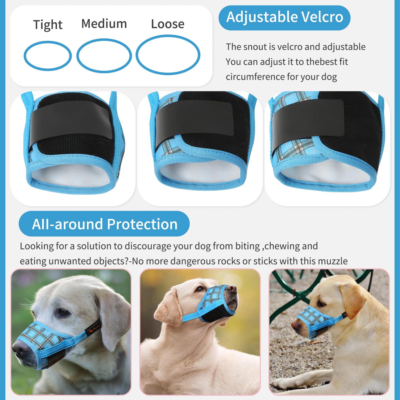 HEELE dog muzzle breathable mesh for comfortable wear