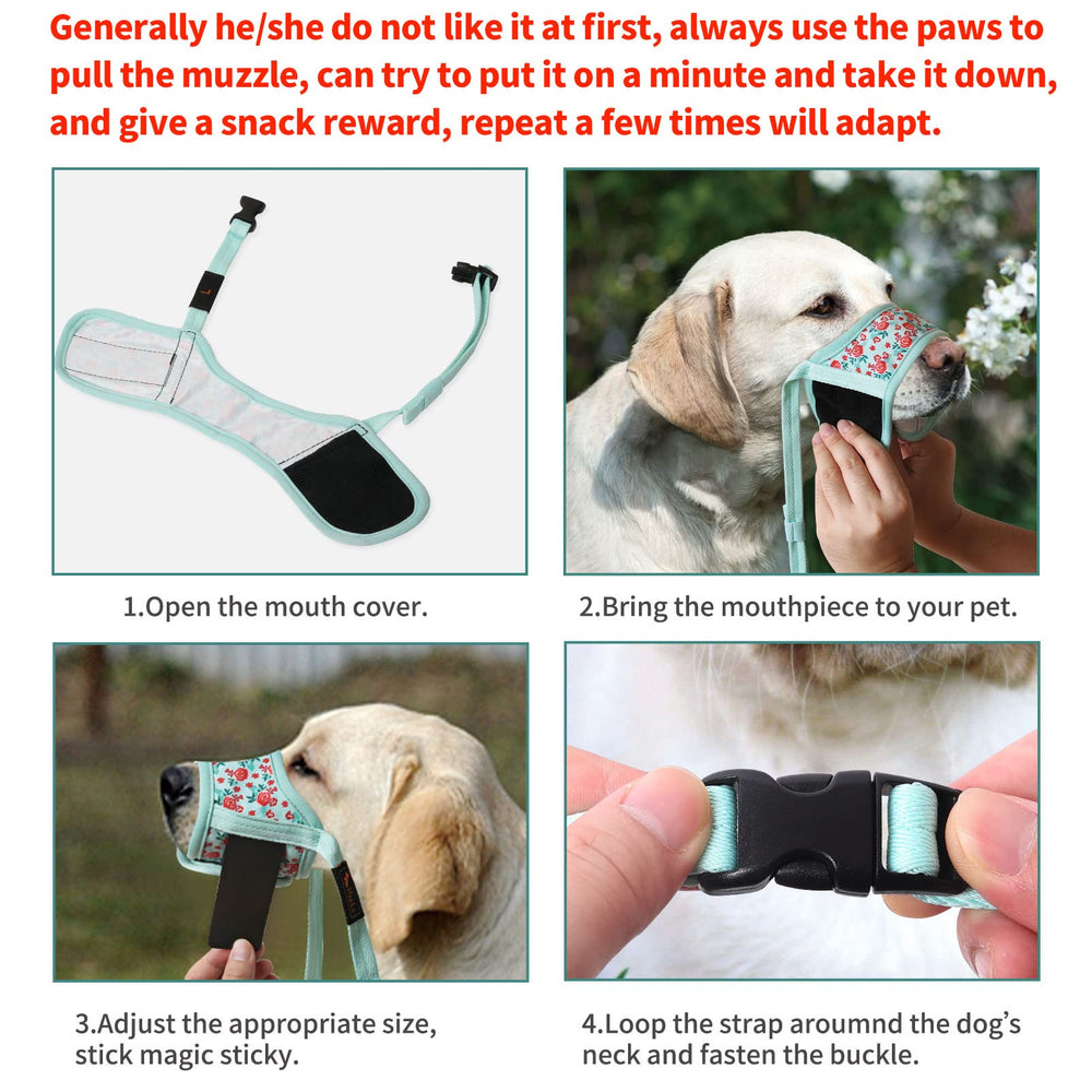 HEELE dog muzzle-breathable-mesh demonstrates airflow for calm outdoor walks
