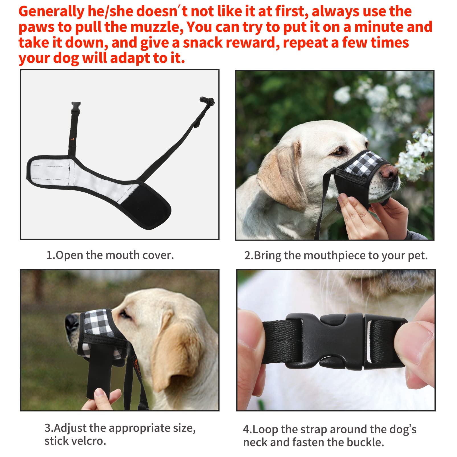 HEELE dog muzzle with soft breathable mesh for daily comfort