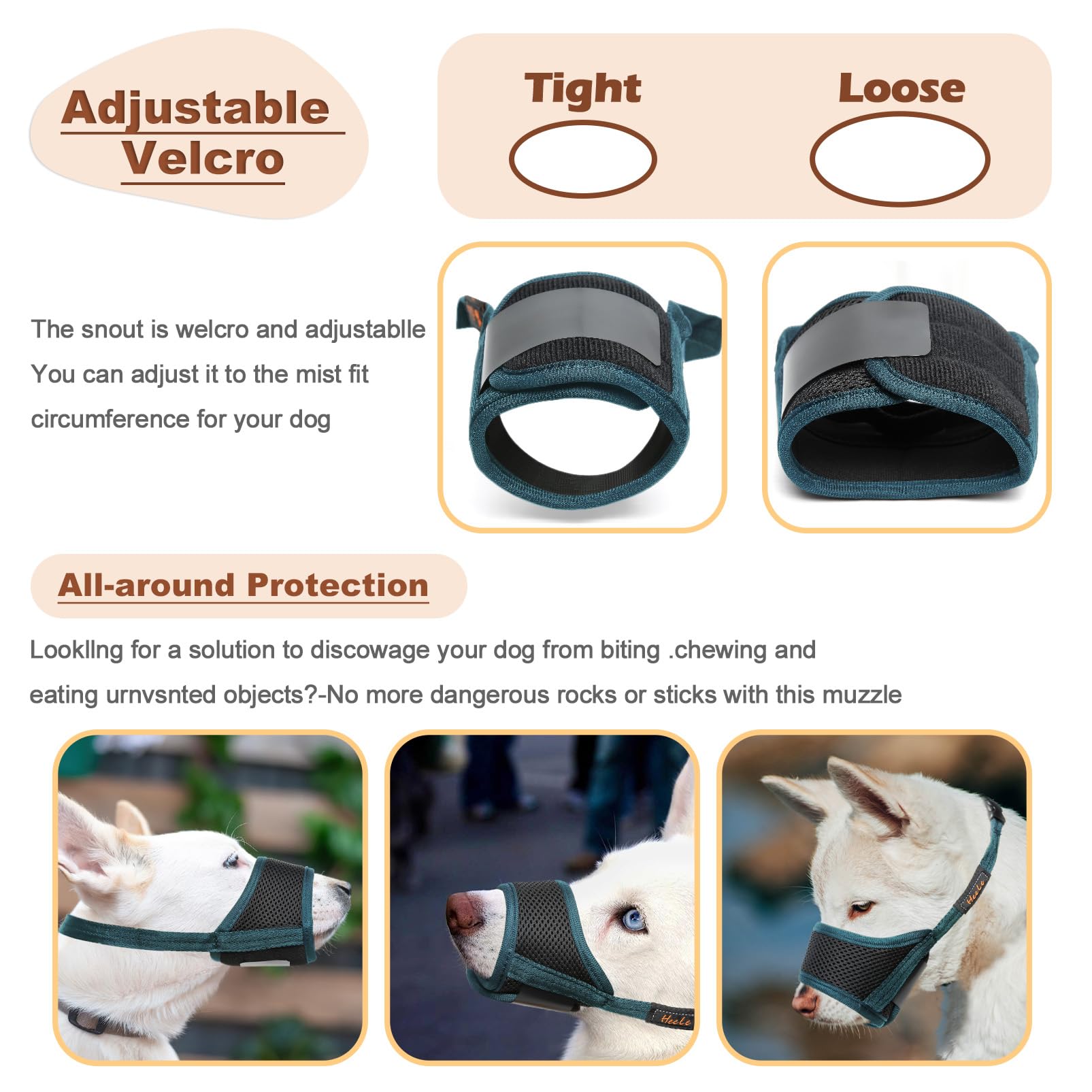 HEELE dog-muzzle drink-gap-design allows water access during use.
