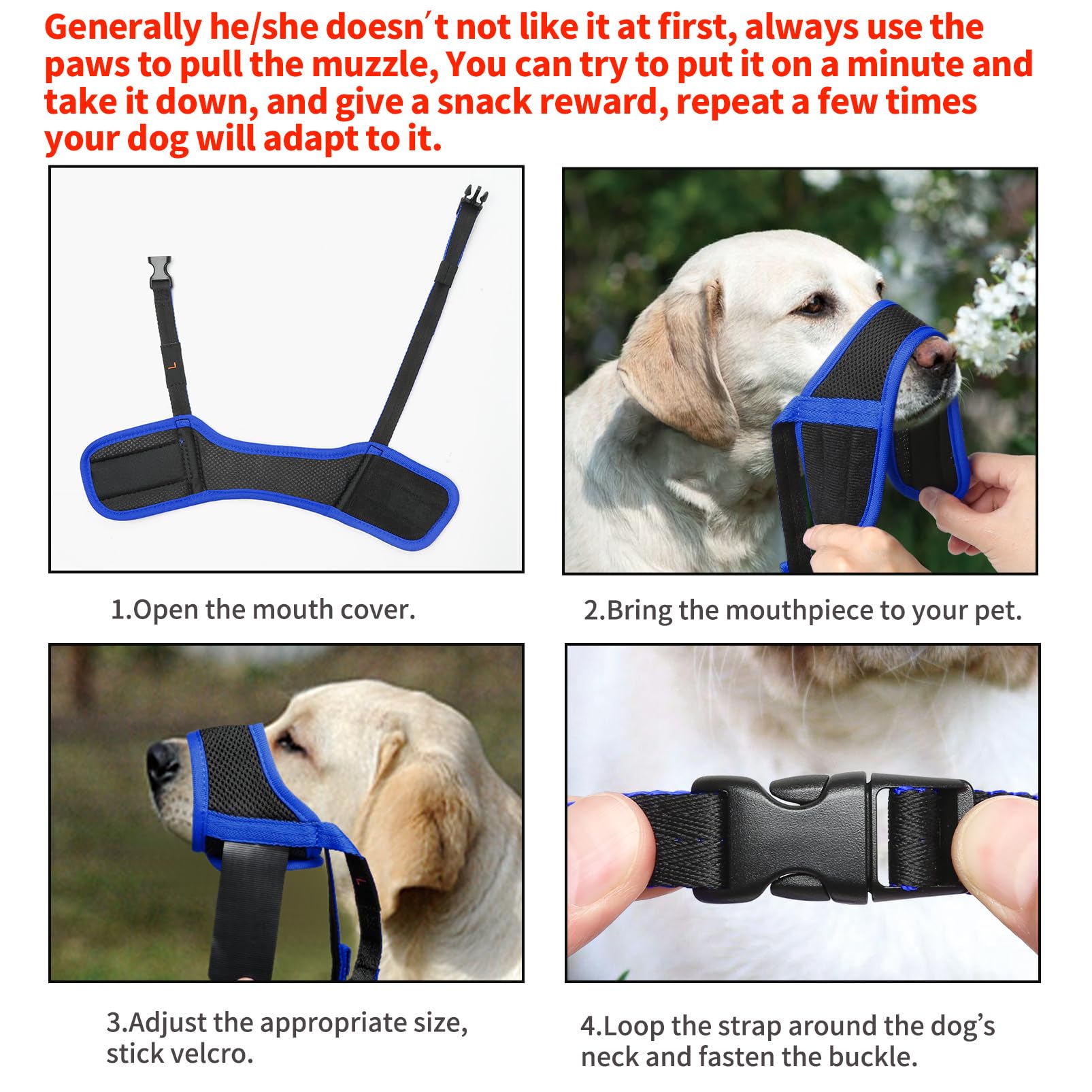 HEELE Dog Muzzle easy-closure makes fitting quick and hassle-free.