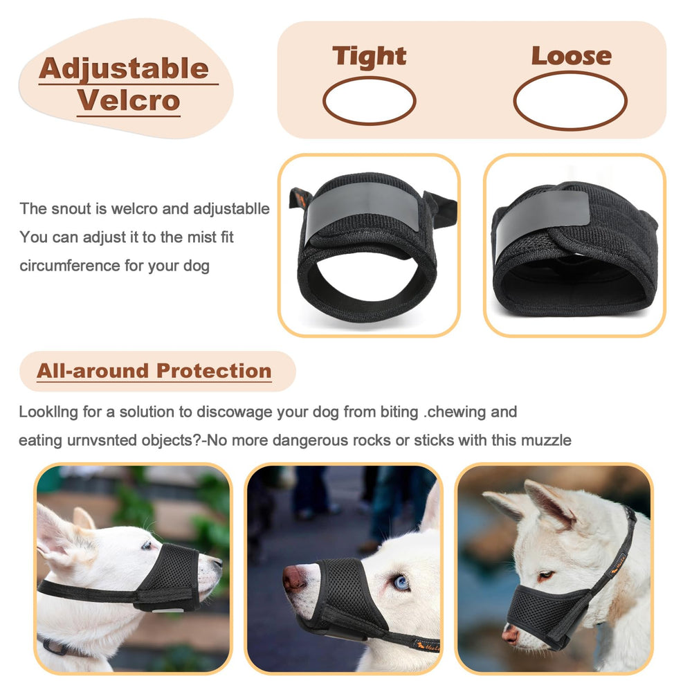 HEELE dog muzzle interior padding cushions the snout for cozy wear.