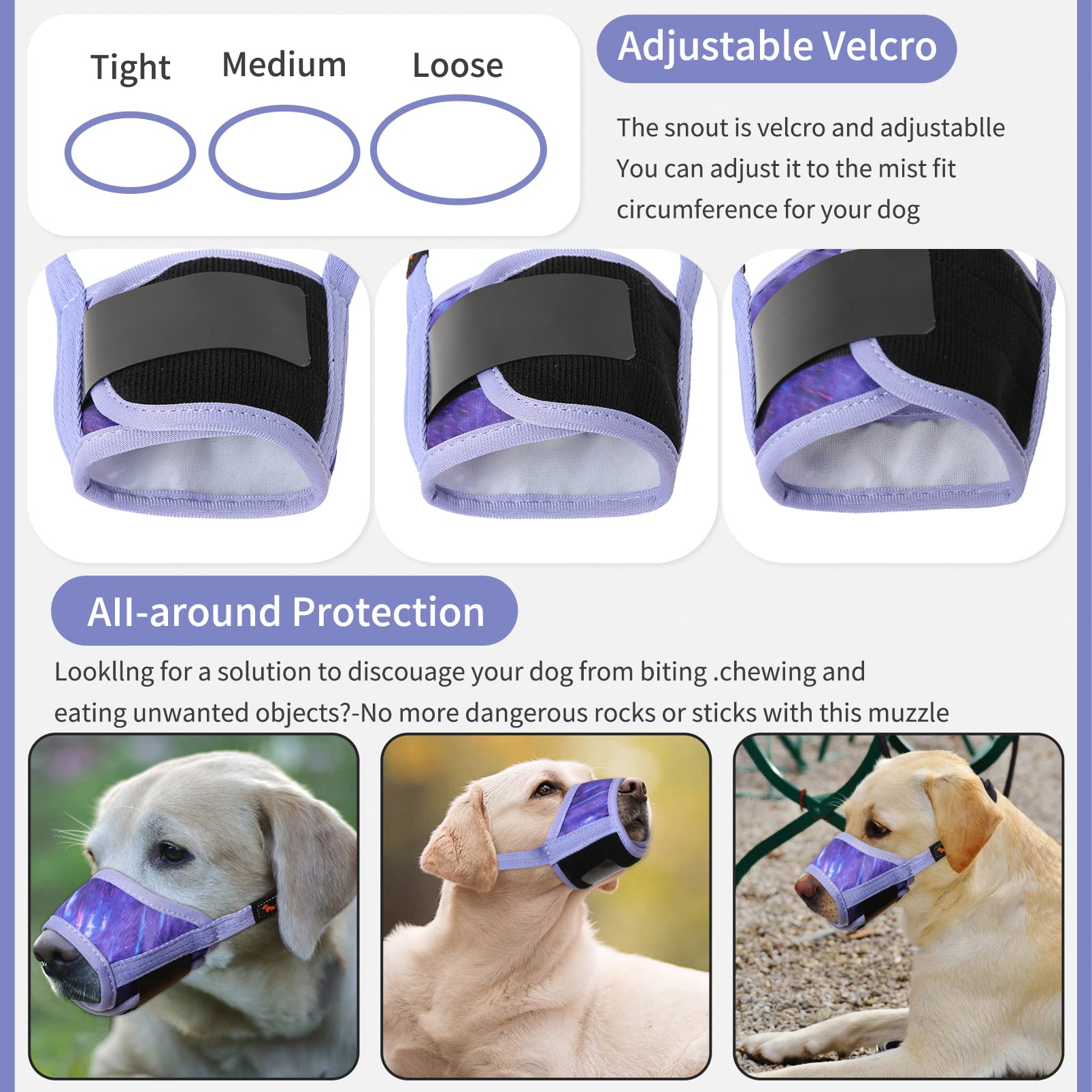 HEELE dog muzzle neck strap adjustment makes secure wearing during outings