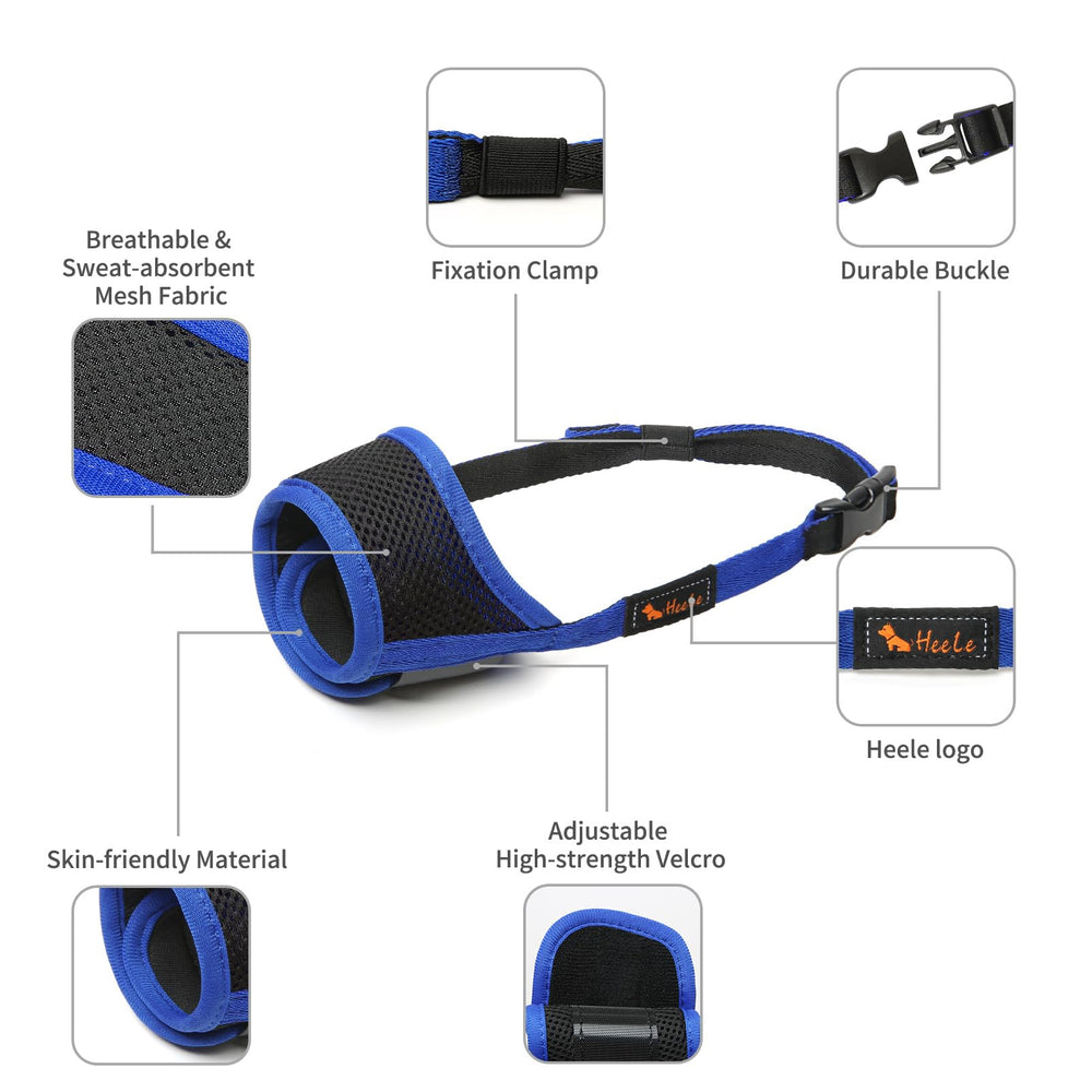 HEELE Dog Muzzle secure-fit hook-and-loop prevents loose ends during wear.