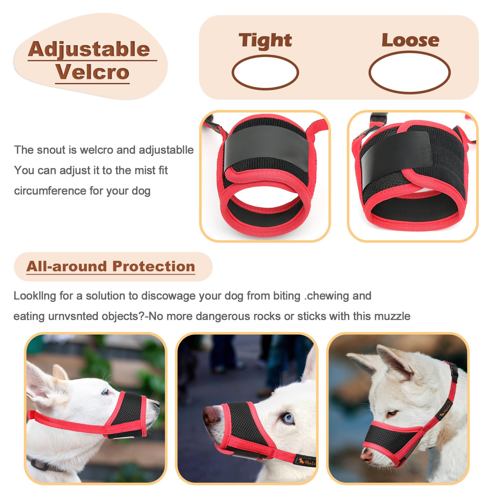 HEELE dog muzzle soft padding enhances comfort during wear