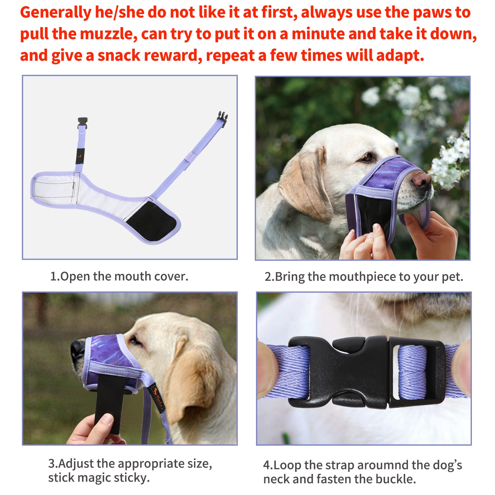 HEELE dog muzzle soft padding increases comfort for extended wear