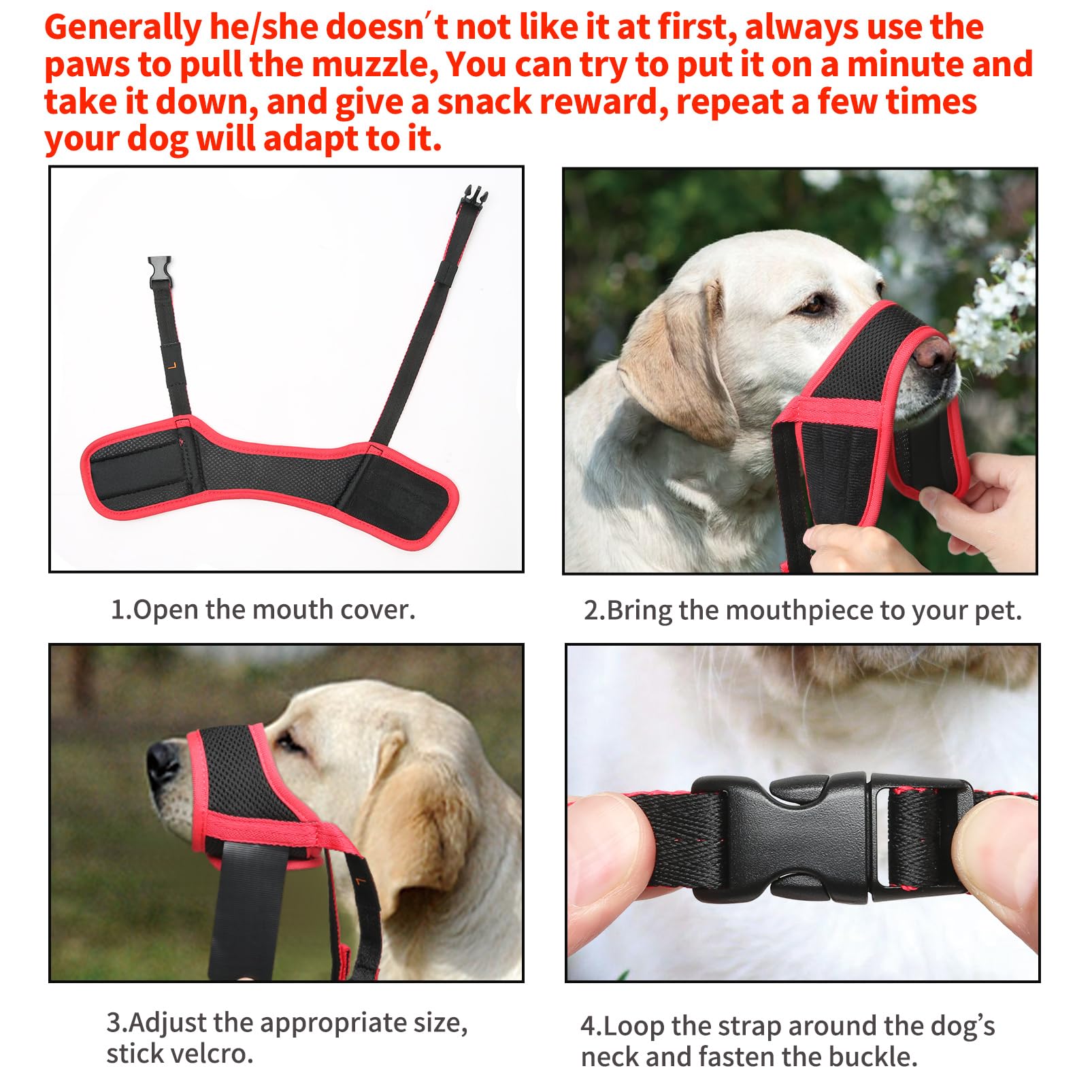 HEELE dog muzzle shows space for drinking and breathing