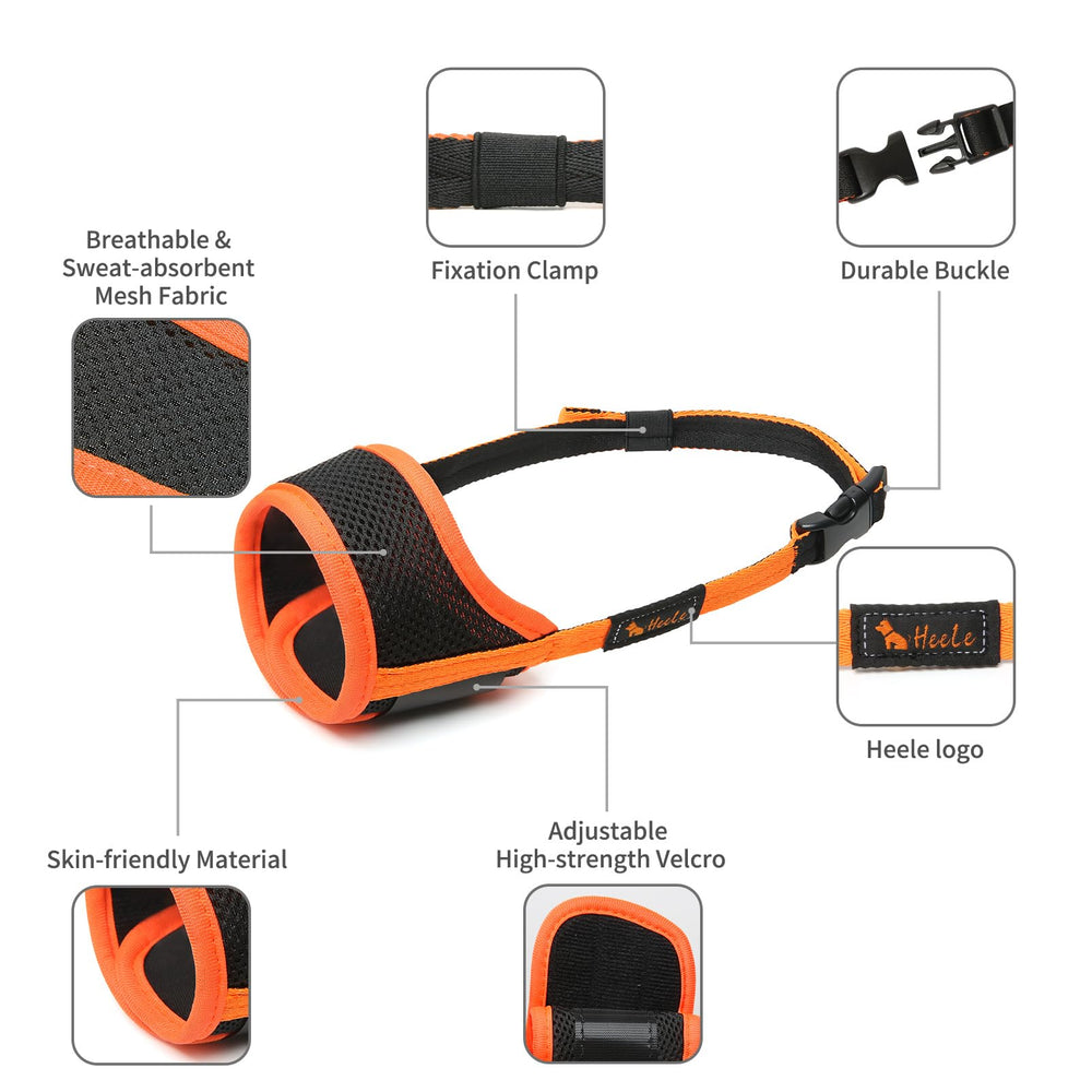 HEELE dog muzzle velcro-closure enables easy secure-fit.