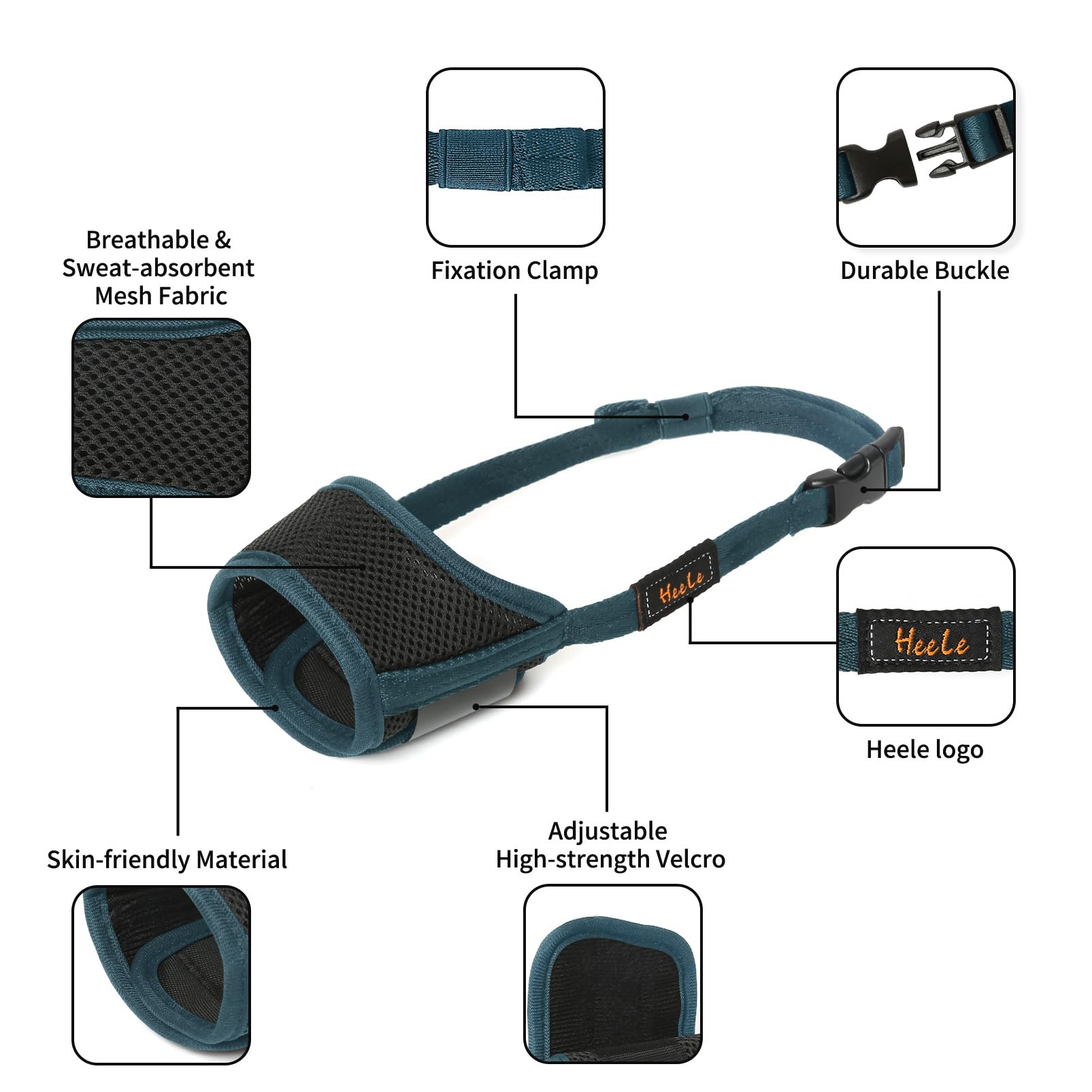 HEELE Dog Muzzle water-drink-space allows drinking while restrained