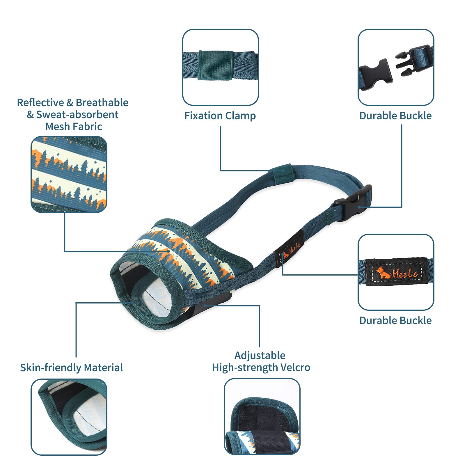 HEELE dog muzzle water-space design allows drinking during training.