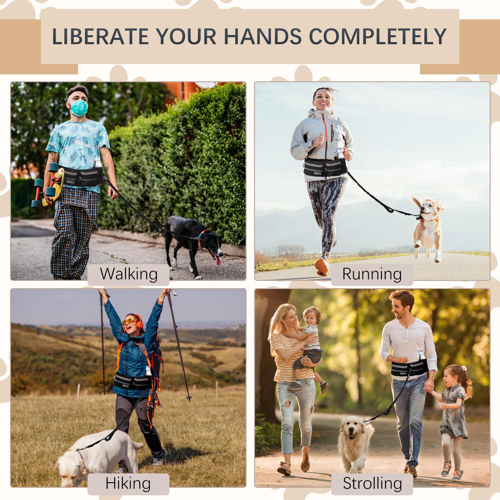 Heellpxi dual-handle-bungee-leash enables calm guidance.