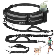 Heellpxi hands-free waist leash grey front view for convenient daily walks.