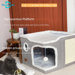 Heerduos cat bed indoor cave entry hole for easy entry.