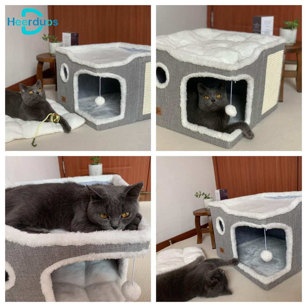 Heerduos cat bed top open area supports versatile play and rest.