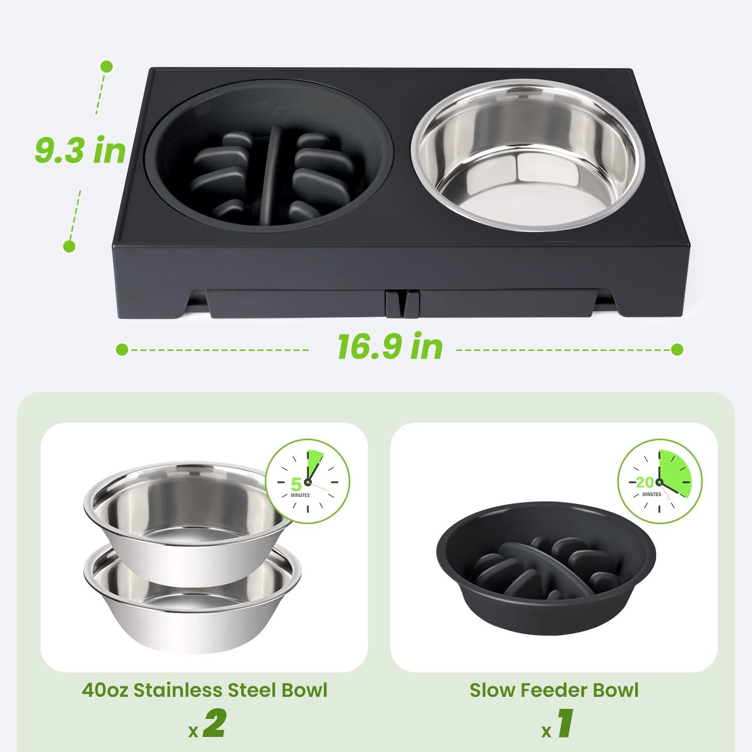 Heeyoo adjustable height positions to fit dogs from puppy to senior