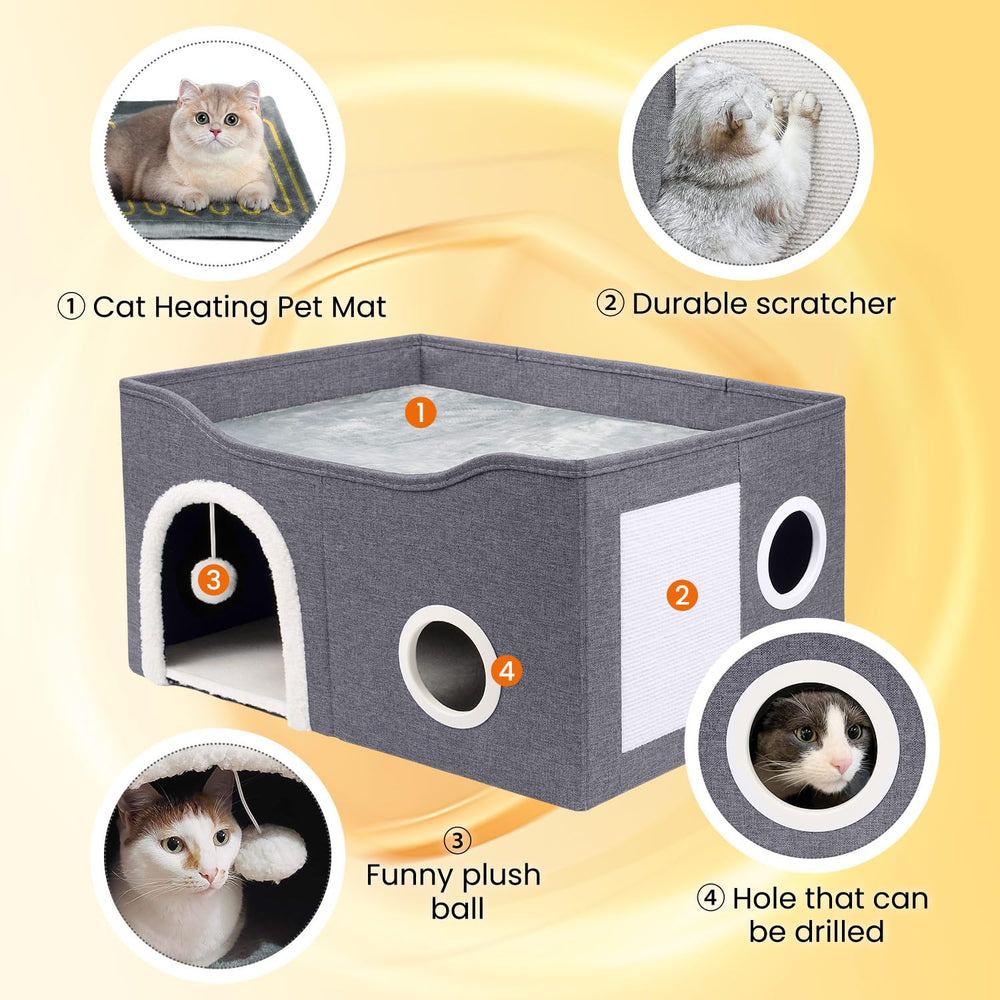Heeyoo cat house adjustable heat settings panel enables precise warmth.