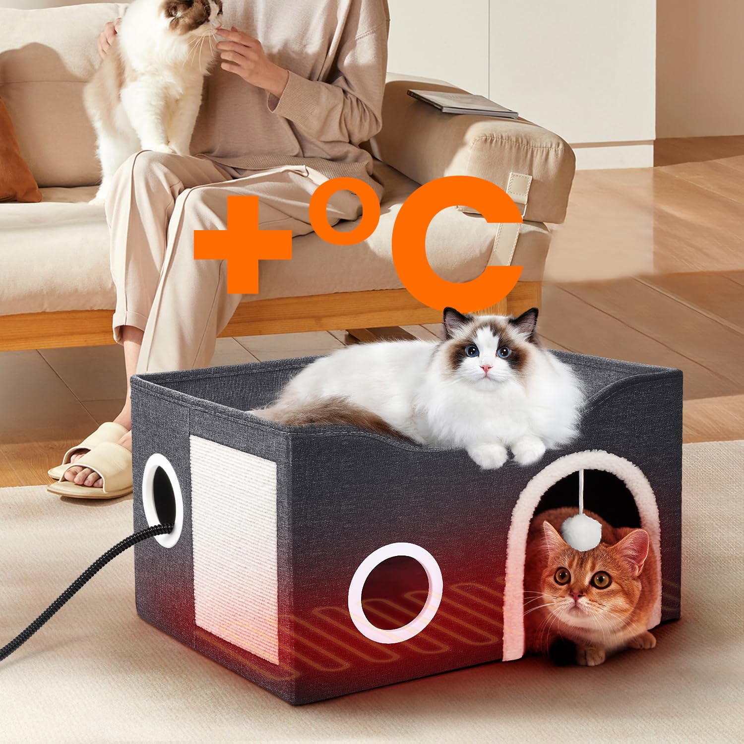 Heeyoo cat house plush hanging ball — interactive activity for cats