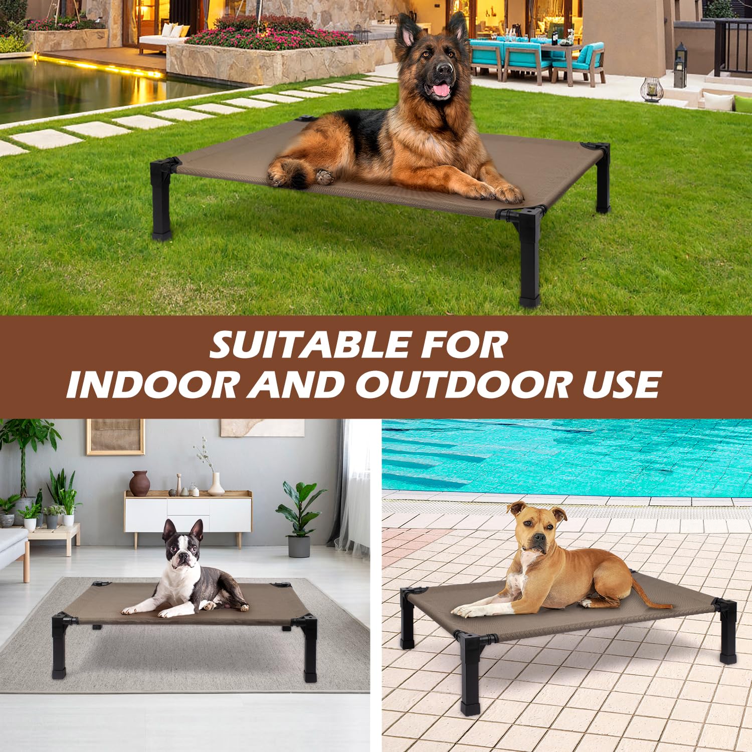 Heeyoo dog bed in action pet usage shows versatile indoor and outdoor comfort.