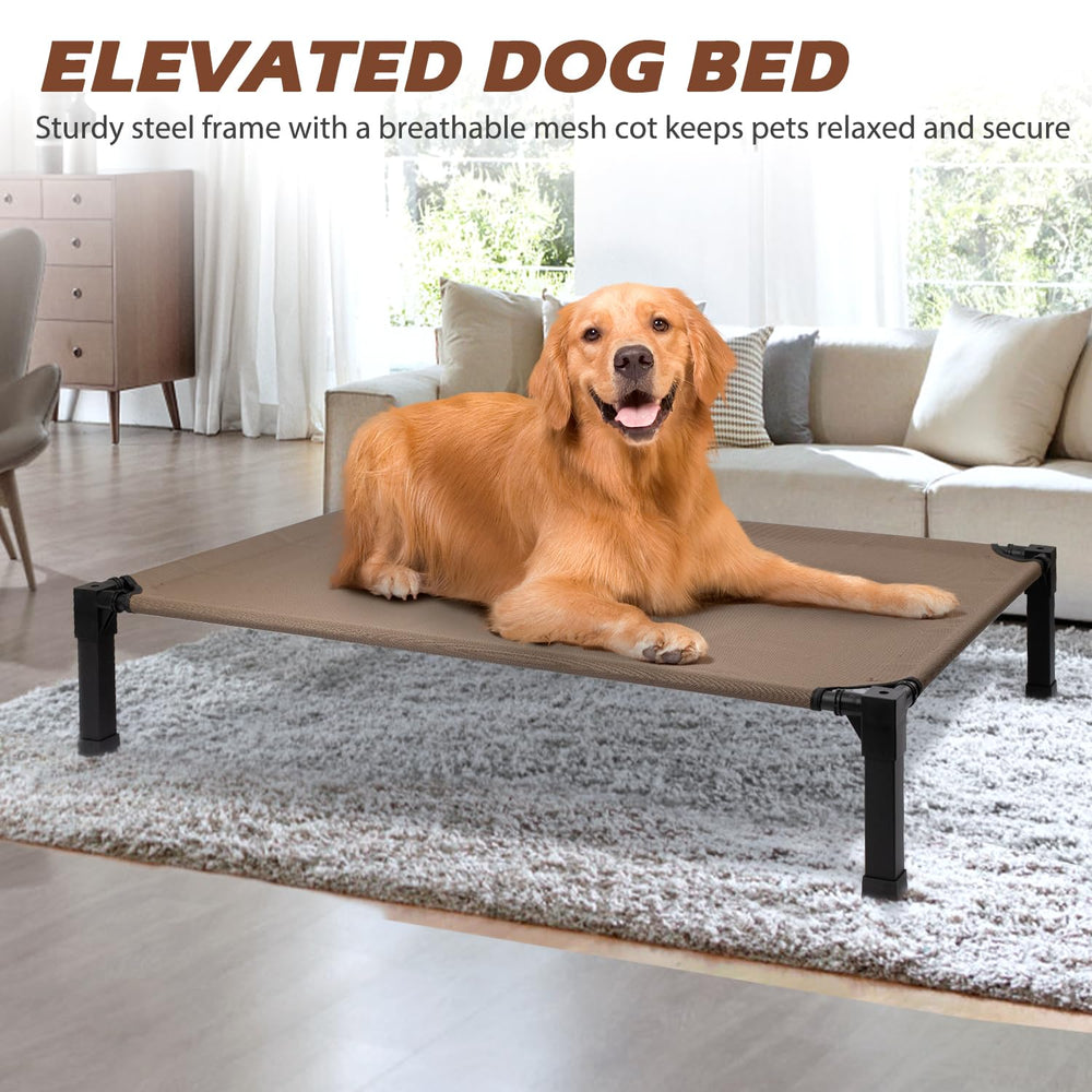 Heeyoo dog bed portable setup captures quick assembly for trips and camping.