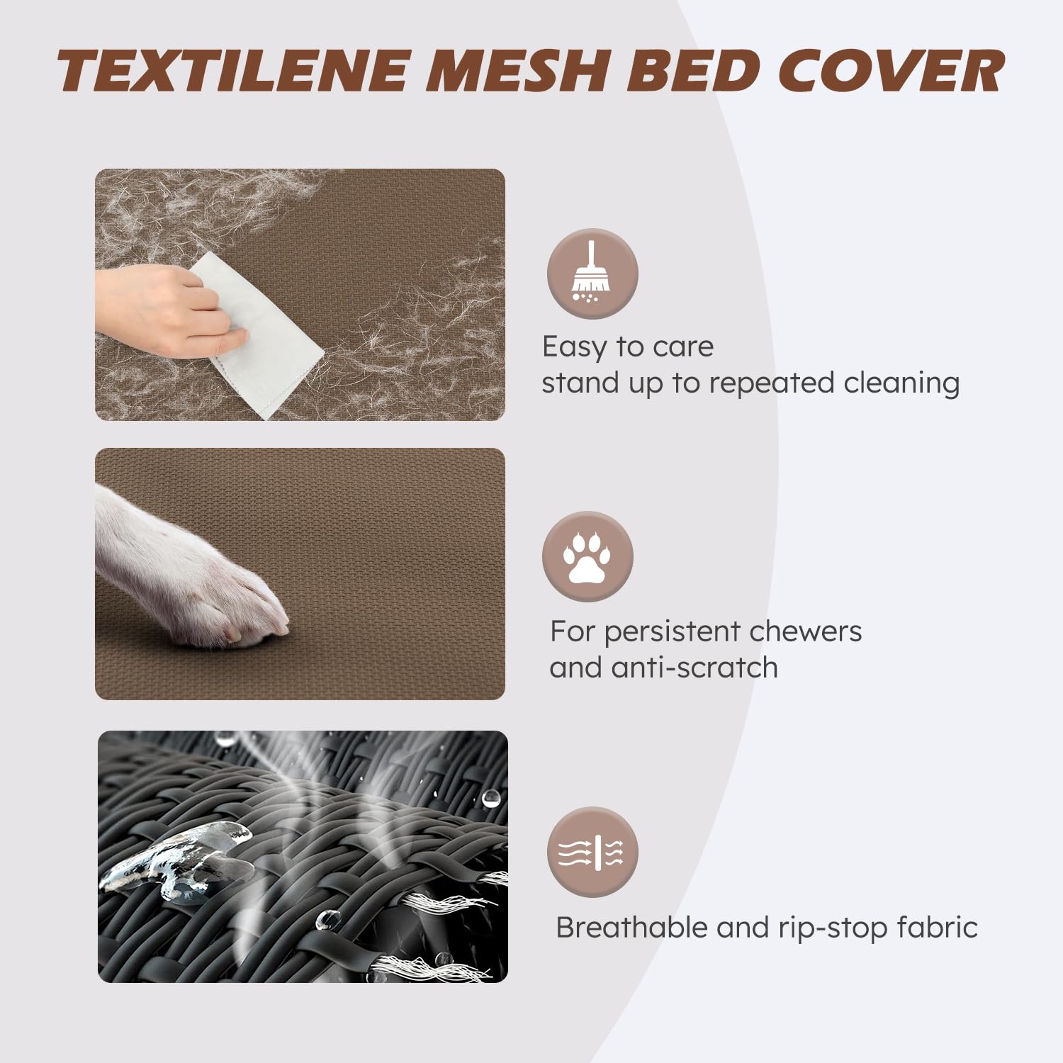 Heeyoo dog bed with Textilene mesh shows breathable comfort and easy cleanup.
