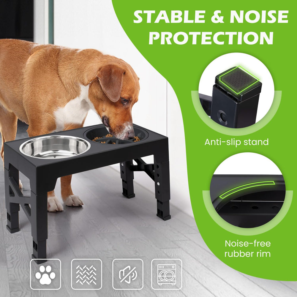 Heeyoo dog feeder assembly showing tool-free setup and stand
