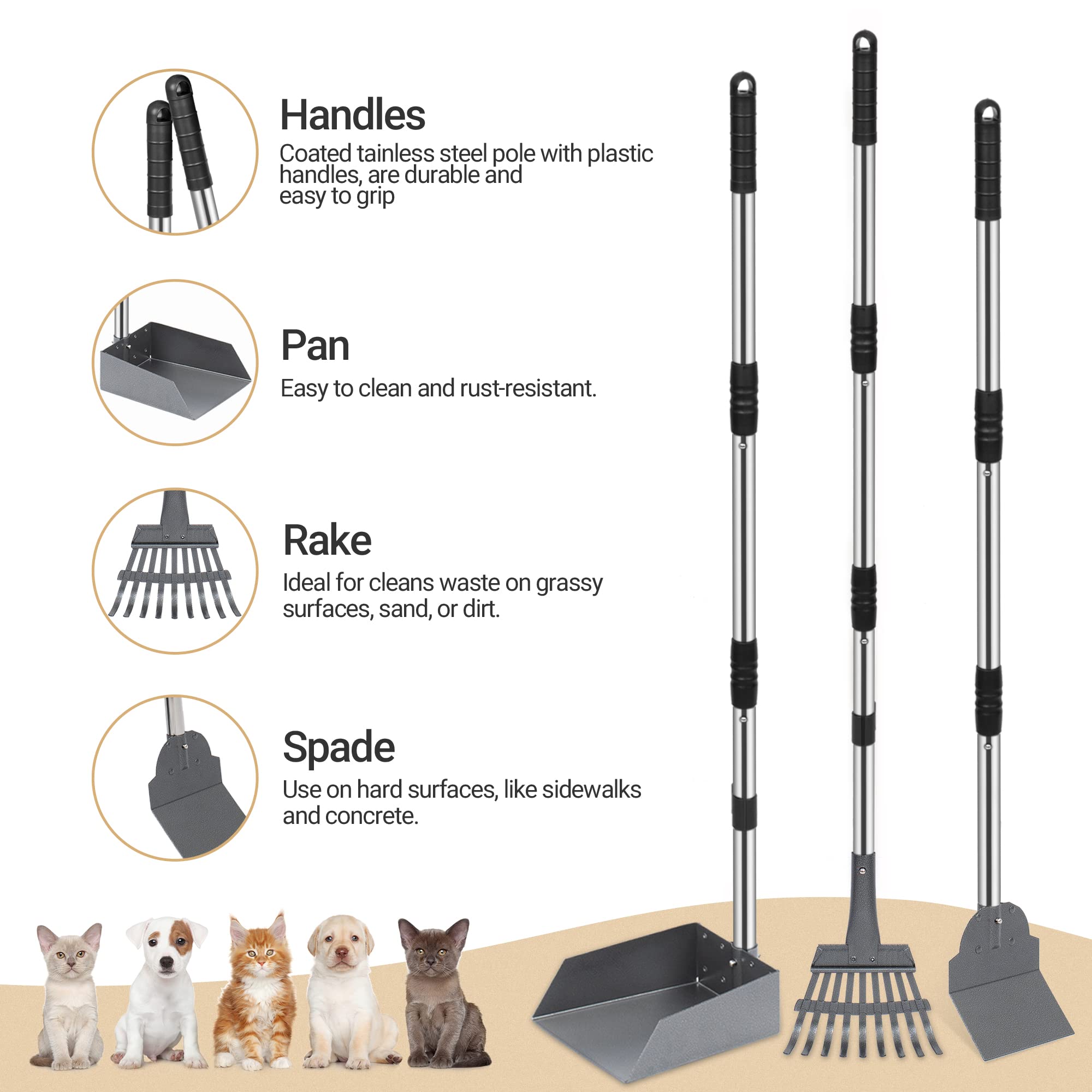 Heeyoo poop rake clears yard mess efficiently for grass and kennels