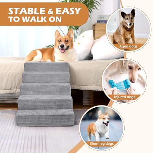 Heeyoo Dog Stairs foam core highlights high density foam for lasting support.