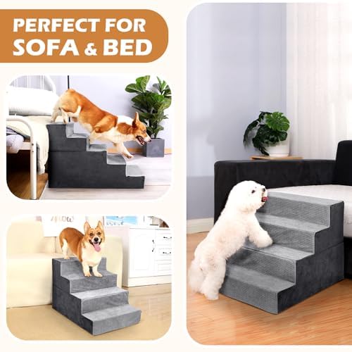 Heeyoo Dog Stairs folded soft bed shows it can become a soft resting space.