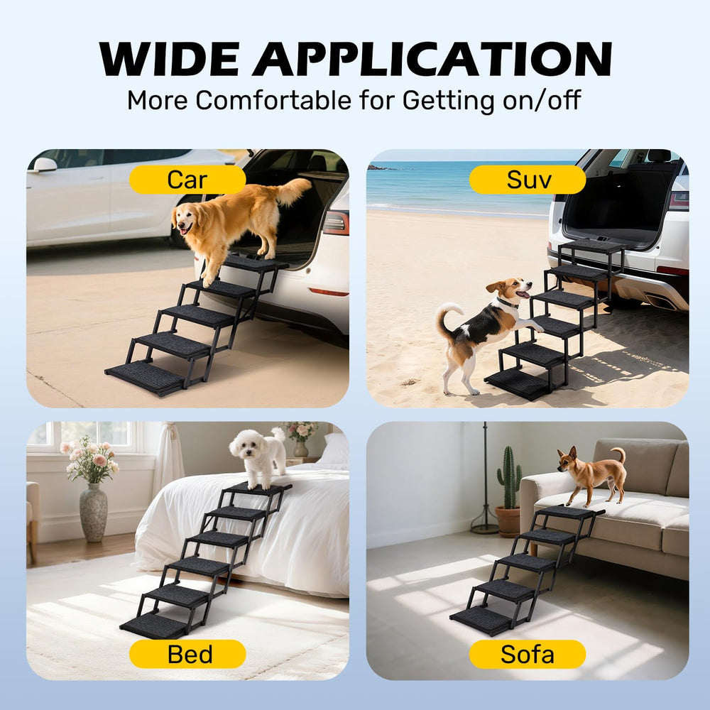 Sturdy metal frame supports up to 250 lbs for larger dogs.