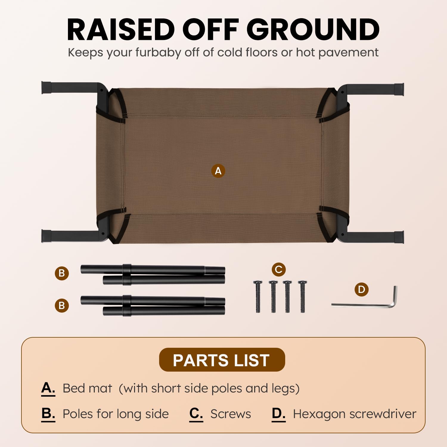 Heeyoo Elevated Dog Bed supports larger dogs with sturdy construction.